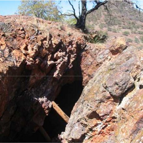 Old mine workings at the Candy vein