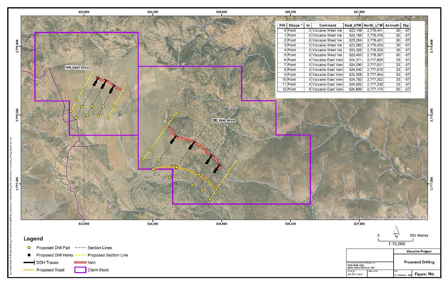 Canasil Vizcaino Gold-Silver Project Phase 1 and 2 Drill Plan